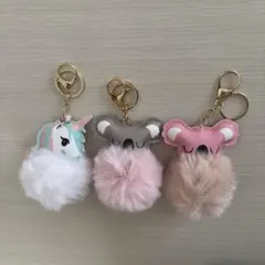 ユニコーン コアラ ファー キーホルダー 3点セット