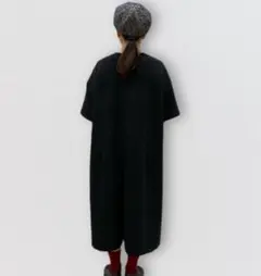 ミズイロインド♩ クルーネック　ダンボールニット　オールインワン　ネイビー