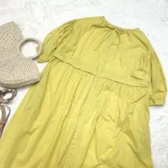 ✨美品✨ニコアンド　シアーロングワンピース【Ｍ】７分袖　ミモレ丈　綿100%