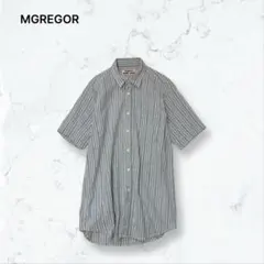 r130 マックレガー シャツ 水色 M メンズ 春夏 半袖 ストライプ 綿混のサムネイル