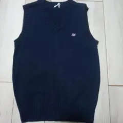 ネイビー Vネック ニットベスト 140