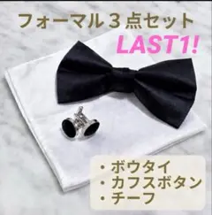 蝶ネクタイ カフスボタン チーフセット ボウタイ ブラックホワイト 結婚式 新郎