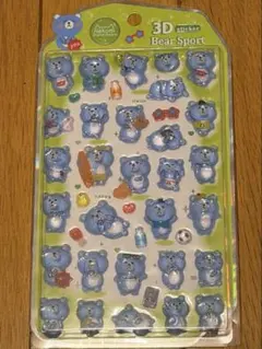 Nekoni 3Dシール くまスポーツ、ポンポンドロップシール。
