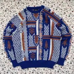 80s 総柄ニット 韓国製 セーター 古着 ゆるだぼ　COOGI ヴィンテージ