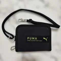 PUMA ネックストラップ付 二つ折り財布 ブラック