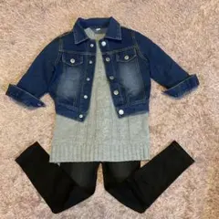 デニムジャケット・ニット・スキニーパンツ　セット