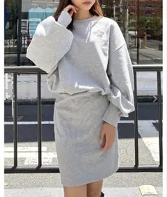 INGNI 胸ロゴ スウェットチュニック ワンピース グレー