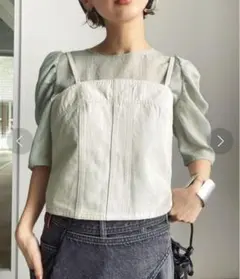 2604135 Ameri PUFF SLEEVE LAYERED TOP