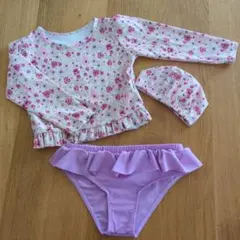 水着3点セット 花柄 ピンク