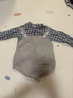 ロンパース・カバーオール グレー チェック柄