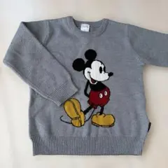 ミッキーマウス 薄手ニット グレー 120