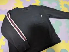 黒いストライプ裏起毛トレーナー130