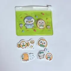 ポケピース ポッチャマ モクロー ミニビニールポーチ ステッカーセット 欠品あり