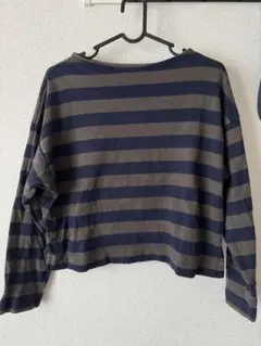 ユニクロ ネイビーとグレーのボーダー長袖Tシャツ M