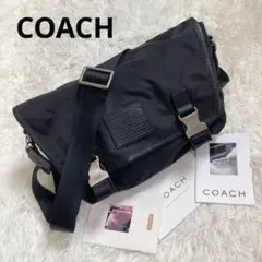 未使用級 COACH 黒 ボイジャー メッセンジャー フラップ ブラック