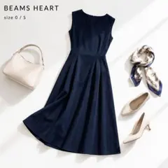 美品 ビームス BEAMS ワンピース 紺 ネイビー 0 S 膝丈 フォーマルのサムネイル