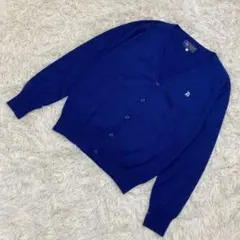 DUFFER ダファー カーディガン ウール混 ニット ブルー 刺繍 Mのサムネイル