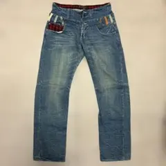 EXIT チェック柄裏地 デニムパンツ ウエスト82