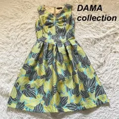【未使用】DAMA collnection 絹混 ボーダー&リーフ柄 ワンピース