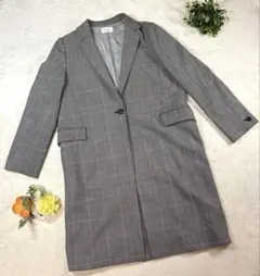 美品 【プラステ】《L》 チェスターコート グレンチェック グレーのサムネイル