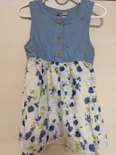 未使用100㎝ 綿100% 花柄 ノースリーブワンピースのサムネイル