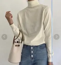 ミームセレクト タートルネック ニット アイボリー フリーサイズ 新品のサムネイル