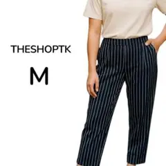 THE SHOP TK テーパードパンツ M レディース ブラック ストライプ