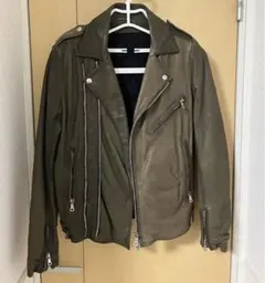 BALMAIN バルマン　オム　レザー　ライダース　46　カーキ