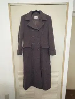 ブラウン ダブルブレスト ロングコート