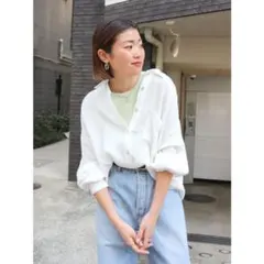 Ungrid 楊柳ビッグルーズシャツ ホワイト