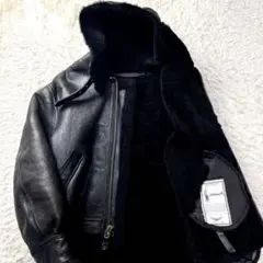 超肉厚/入手困難/フード✨アヴィレックス B-3 ムートン レザージャケット 黒
