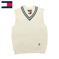 レア品 90s TOMMY HILFIGER チルデンニットベスト ケーブル編み