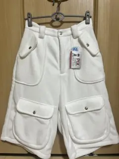 【a2o】 パイルワイドカーゴショーツ ホワイト L