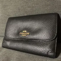 COACH 黒 レザー 三つ折り財布