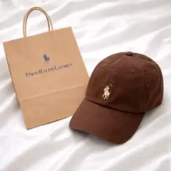 本物タグ付　POLO ポロラルフローレン　キャップ　ブラウン　ホワイトベージュ茶