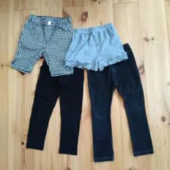 ボトムス4点セット　100cm　短パン②　レギンス　長ズボン　女の子用
