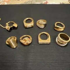 ゴールドリング 8個セット ストーン付き