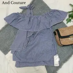 ☆新品未使用☆アンドクチュール オフショルダートップス サイズ38 紺色