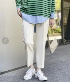 【美品】スピックアンドスパン　PL/Rツイルテーパードパンツ　アイボリー　38