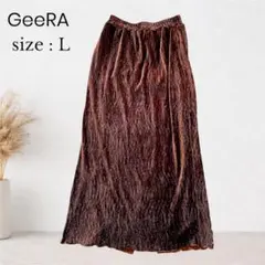 GeeRA ジーラ　ロングスカート　L ベロア　ブラウン　ウエストゴム　タイトのサムネイル