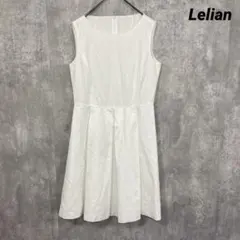 Lelian レリアン　ノースリーブ　ひざ丈　ワンピース　裏地あり　日本製　Mのサムネイル