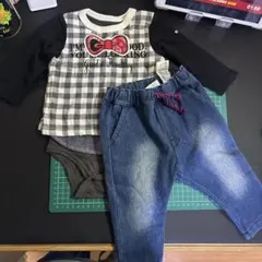 【新品】BREEZE 70cm ロンパース　デニム風パンツ