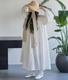 【最終値下げ】LibraCue ドビーストライプチャーチワンピースアイボリー F