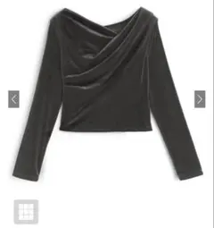 【試着のみ】GRL dk1551 ベロアドレープトップス チャコール