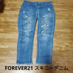 低身長さん ライトブルー スキニーデニム ダメージ加工