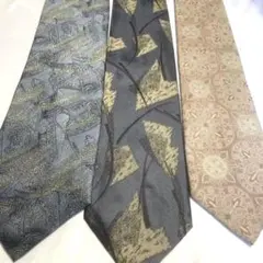 ブランドネクタイ 豪華3本セット 全てシルク アート柄 ジャガード ピンク 桃色