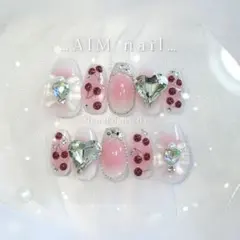 ネイルチップ オーダー マグネット フレンチガーリー ワンホン 韓国