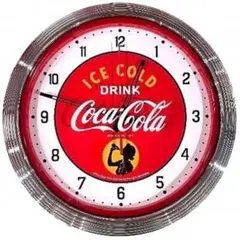 Coca-Cola ネオンライト付き掛時計　赤のサムネイル
