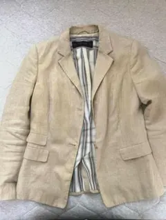 【中古】ZARA リネン ベージュ テーラードジャケット