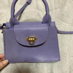 mini パープル クロコダイル風 ショルダーバッグ